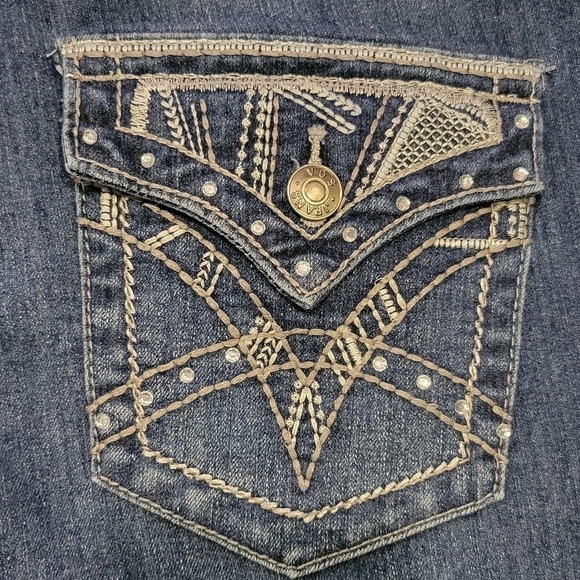 VGS Skinny jeans with embroidery, stitching, rhinestones  on pockets. SIZE 10 - Picture 6 of 8